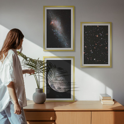 Wall art set Space galaxies stars moon