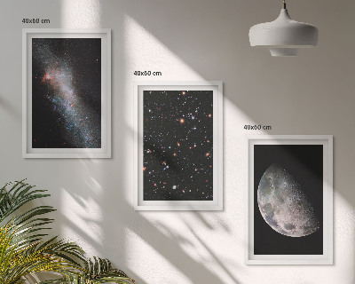 Wall art set Space galaxies stars moon