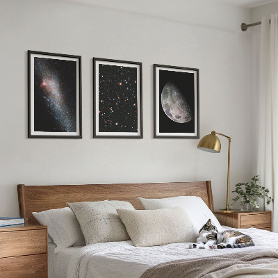 Wall art set Space galaxies stars moon