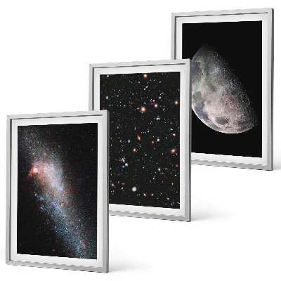 Wall art set Space galaxies stars moon