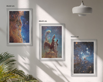 Three-piece wall art piece Space landscapes of galaxies