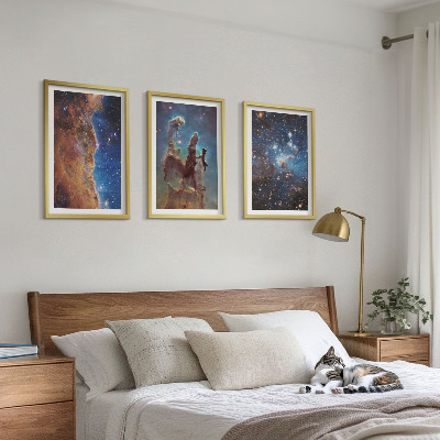 Three-piece wall art piece Space landscapes of galaxies