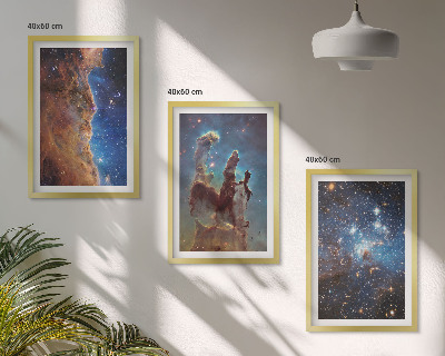 Three-piece wall art piece Space landscapes of galaxies