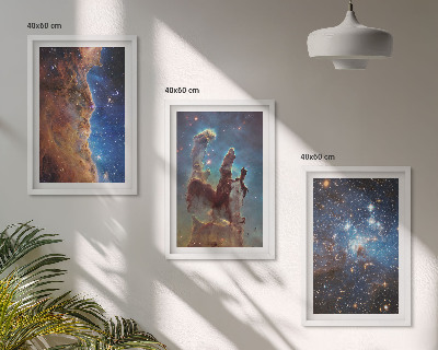 Three-piece wall art piece Space landscapes of galaxies