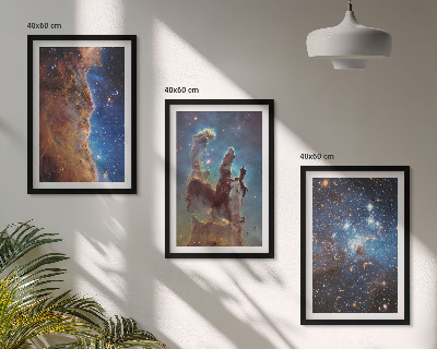 Three-piece wall art piece Space landscapes of galaxies