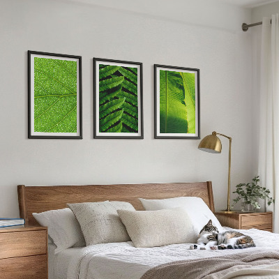 Wall art set Tropical leaves macro photography