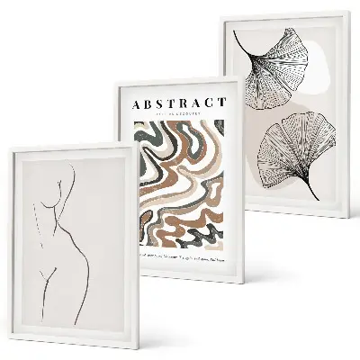 Set of 3 framed wall art pieces Abstract boho patterns shapes