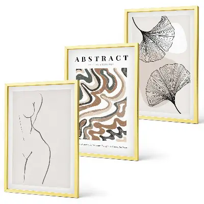 Set of 3 framed wall art pieces Abstract boho patterns shapes