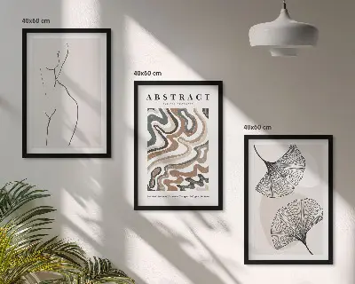 Set of 3 framed wall art pieces Abstract boho patterns shapes