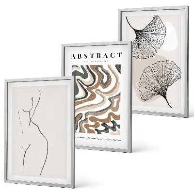 Set of 3 framed wall art pieces Abstract boho patterns shapes