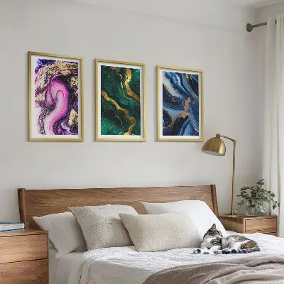 Wall art set Abstract rose green patterns