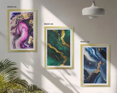 Wall art set Abstract rose green patterns