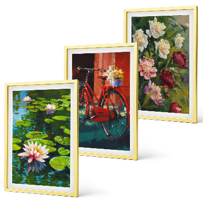 Three-piece wall art piece Lilies in the garden, colorful flowers