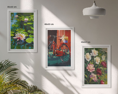 Three-piece wall art piece Lilies in the garden, colorful flowers