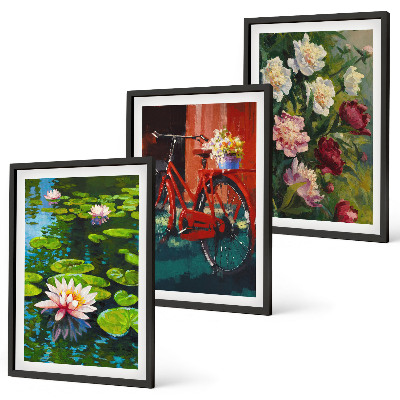 Three-piece wall art piece Lilies in the garden, colorful flowers