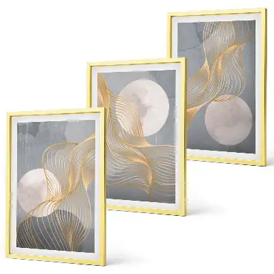 Wall art set Abstract patterns waves circles