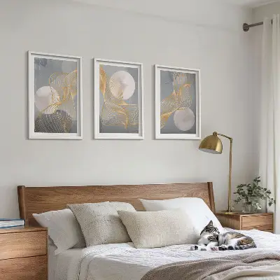 Wall art set Abstract patterns waves circles