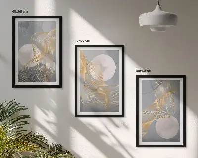 Wall art set Abstract patterns waves circles