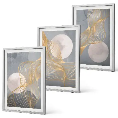 Wall art set Abstract patterns waves circles