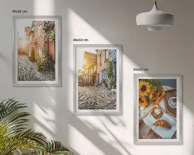 Wall art set streets coffee sunflowers design