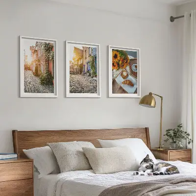 Wall art set streets coffee sunflowers design