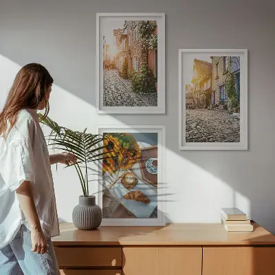 Wall art set streets coffee sunflowers design