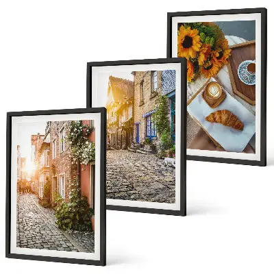 Wall art set streets coffee sunflowers design