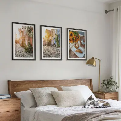 Wall art set streets coffee sunflowers design