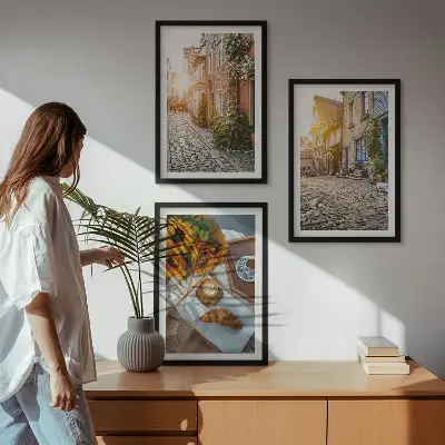 Wall art set streets coffee sunflowers design