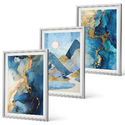 Wall art set Blue Mountains Abstract Patterns