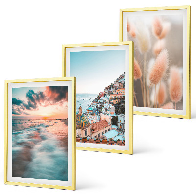Wall art set Sea sunset houses flowers