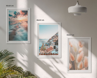 Wall art set Sea sunset houses flowers