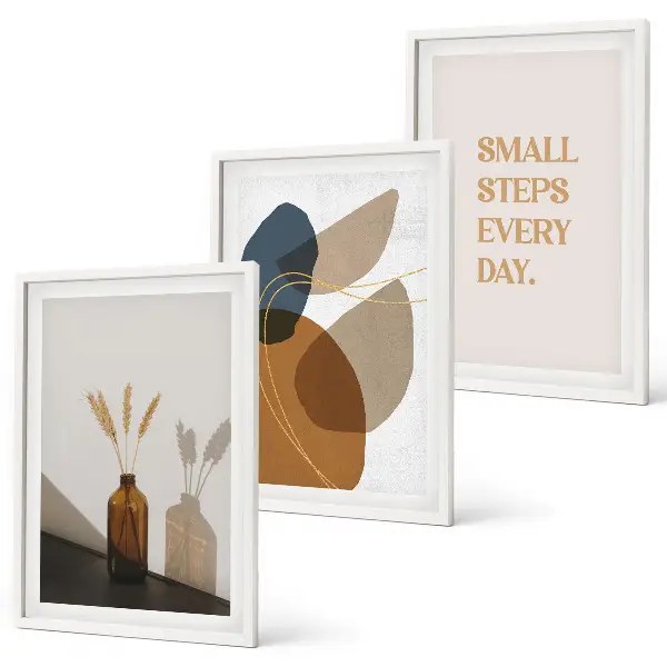 Abstract shapes set three-piece wall art