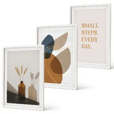 Abstract shapes set three-piece wall art