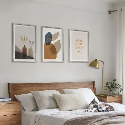 Abstract shapes set three-piece wall art