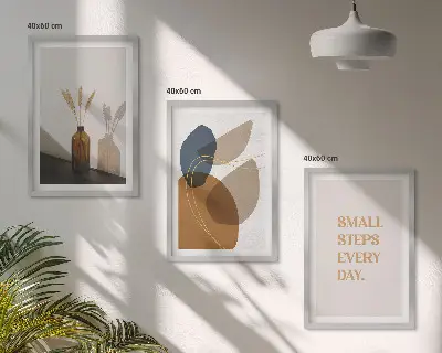 Three-piece wall art piece Abstract shapes set