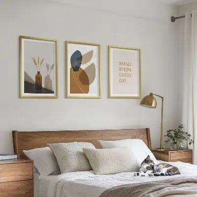 Abstract shapes set three-piece wall art