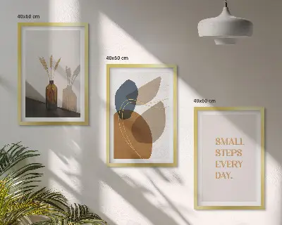 Abstract shapes set three-piece wall art