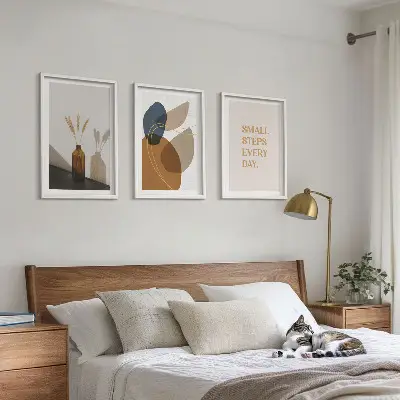 Abstract shapes set three-piece wall art