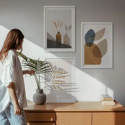 Abstract shapes set three-piece wall art