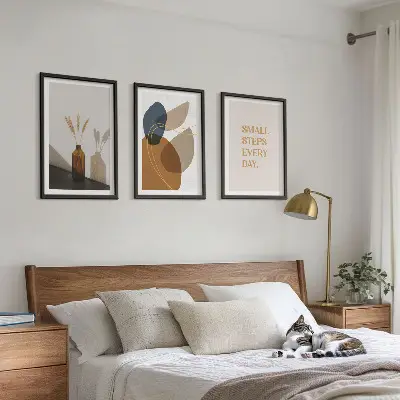 Abstract shapes set three-piece wall art