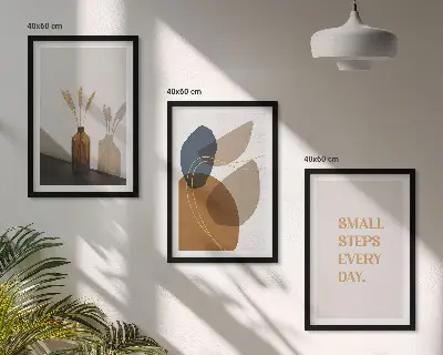 Abstract shapes set three-piece wall art