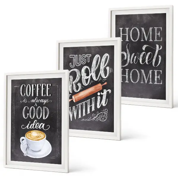Coffee wall art set cozy home warmth theme