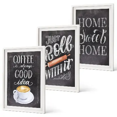 Coffee wall art set cozy home warmth theme