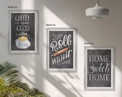 Coffee wall art set cozy home warmth theme