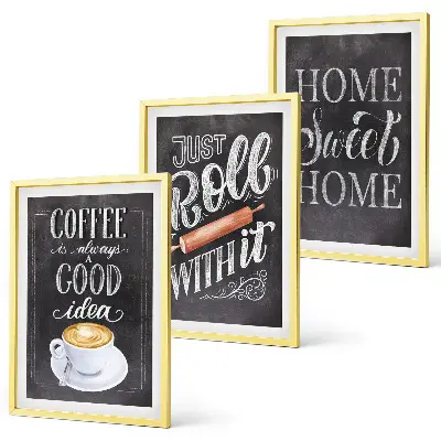 Coffee wall art set cozy home warmth theme