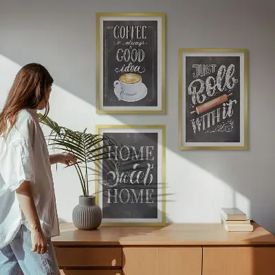 Coffee wall art set cozy home warmth theme
