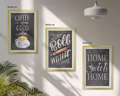 Coffee wall art set cozy home warmth theme