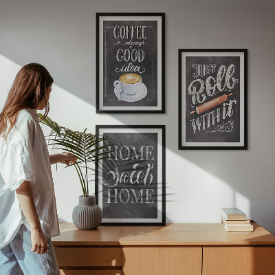 Wall art set Coffee roller home warmth