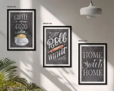 Coffee wall art set cozy home warmth theme